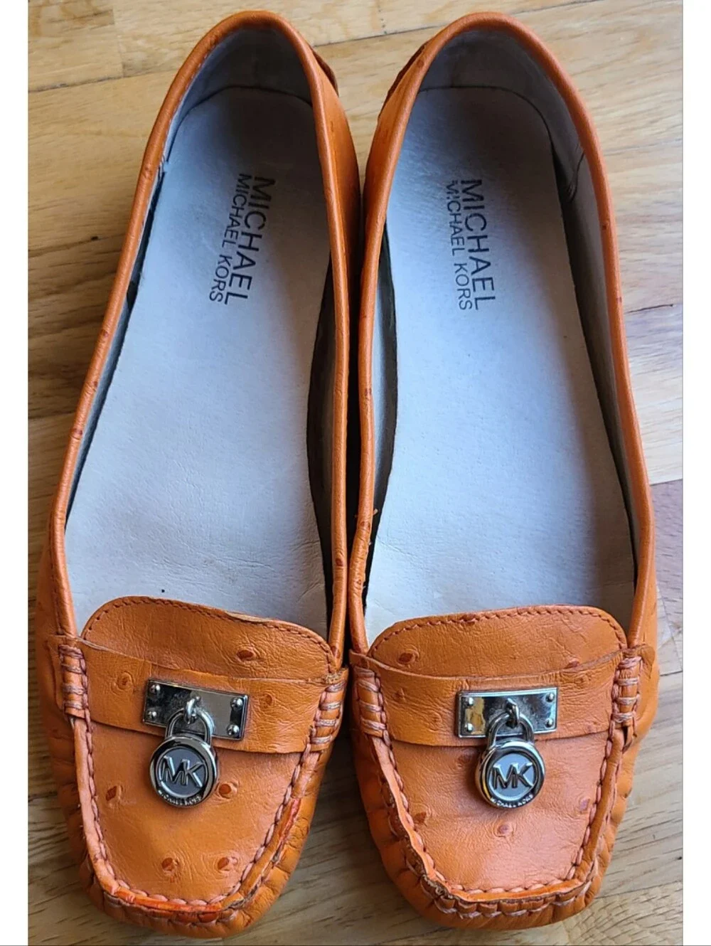 Michael Kors Hamilton Leather Driving Loafers | Tangerine Orange | Size 7.5